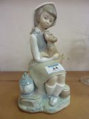 Lladro figure of a girl with a dog H22cm