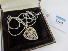 Heart shaped filigree pendant on chain s