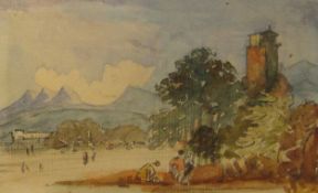 John Varley (British 1778-1842): Mountain Landscape, watercolour with pencil unsigned 8cm x 12.5cm