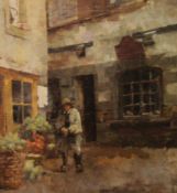 Irish School (late 19th century): 'Place Royale - Pont Aven', oil on canvas unsigned, inscribed