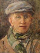 Rowland Henry Hill (Staithes Group 1873-1952): Self Portrait, oil on canvas signed 27cm x 20cm