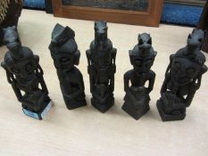 Set five African carved musicians, H20cm