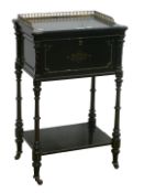 Victorian ebonised two tier side table f