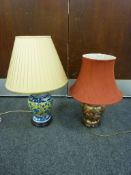 Two oriental design table lamps with sha
