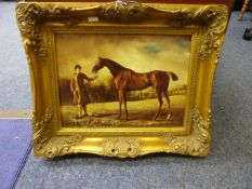 Horse Portrait, oleograph in heavy gilt