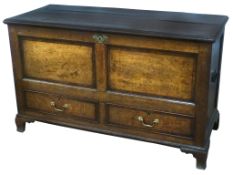 Late 18th century oak blanket box with m