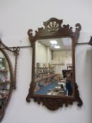 Chippendale style wall mirror in figured