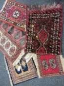 Six small mixed rugs - hand knotted