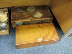 Satin birch lap desk L49cm and a vintage