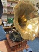 Brass horn wind up gramophone with Art D