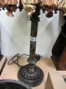 Marble column table lamp