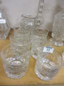 Set of heavy cut crystal whisky tumblers
