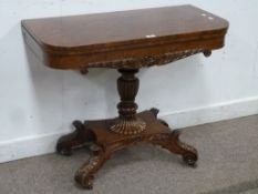 William IV figured mahogany tea table, f