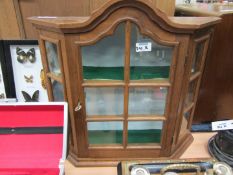 Small oak shaped front display cabinet