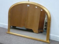 Gilt framed arch top overmantle mirror w