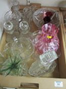 Pink marbled water jug, cut crystal and