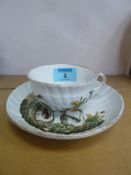 'Swan Service' tea cup and saucer bearing Meissen marks