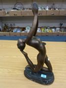 Art Deco bronze nude figure H54cm