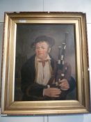 Man with bagpipes, oil on canvas unsigned
