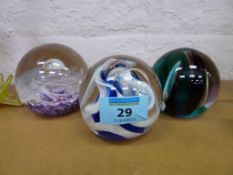 Scottish Borders Art Glass 'Melody' paperweight, and two Caithness paperweights 'White Horses'  and