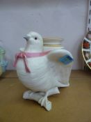 Royal Worcester porcelain dove vase with pink ribbon H16cm