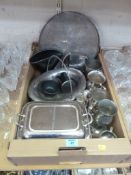 Silverplate and Prinknash pottery in one box