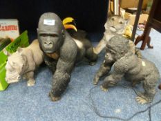 Country Artists gorilla ornament and four other animal sculptures