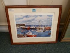 'The Harbour - Bridlington' limited edition print numbered 45/500 signed by R E Winterburn