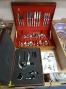 Canteen of Chatsworth Plate silver plated cutlery and a wine connoisseurs' set (cased)
