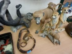 Country Artists cobra ornament and three other animal sculptures