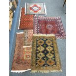 6 mixed rugs - hand knotted