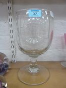 Early 20th century novelty glass vase 'Do You Think You Could/ I'll Bet You Can't' H27cm
