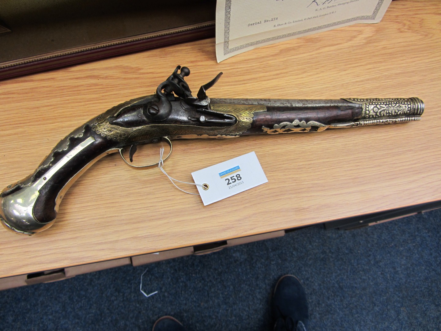 18th century 22 bore flintlock pistol,