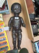 1950s Pedigree Delite hard plastic Mandy Lou black walking doll with astrakhan hair 52cm