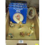 Six Hummel figures and Hummel Annual Plates in one box