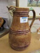 English Majolica ram's head barrel design jug by Brownfield moulded marks H20cm  Condition Report