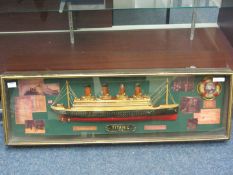 Titanic diorama with related items