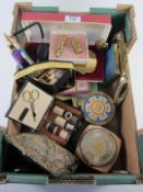 Vintage novelty compacts and accessories in one box