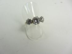 Three stone diamond ring approx total 2.5 carat stamped 18ct plat Condition Report The shank is