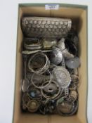 White metal vintage and later costume jewellery and miscellanea in one box