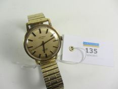 Gents Rotary wristwatch hallmarked 9ct on Fixo- Flex bracelet