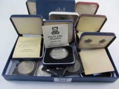 Silver proof and other coins in one box