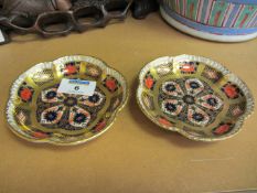 Pair Royal Crown Derby Imari 1128 pattern trinket dishes