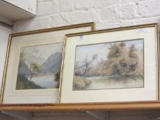 River Landscape watercolour signed by A E Boler dated 1915 and another by a different hand of an