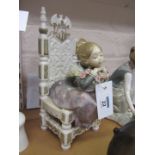 Lladro figure of a girl on an elaborate chair (a/f) H27cm Condition Report Piece of chair has broken