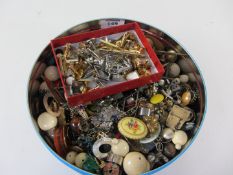 Pairs of cuff-links and oddments of costume jewellery in one box