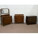 Early 20th century oak dressing chest fitted with mirror and three long drawers (92cm),