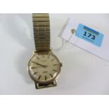 Gents Rotary wristwatch hallmarked 9ct on Fixo- Flex bracelet