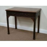 18th century Chippendale mahogany writing table, single frieze oak lined drawer with writing slide,