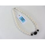 Baroque and black onyx pearl necklace 60cm